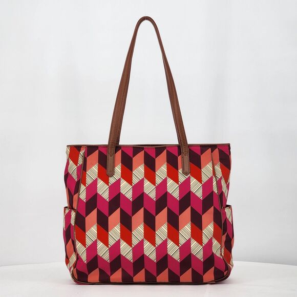 Vera Bradley 2016 Bohemian Chevron Preppy Poly Zip Top Tote Bag - Picture 5 of 12